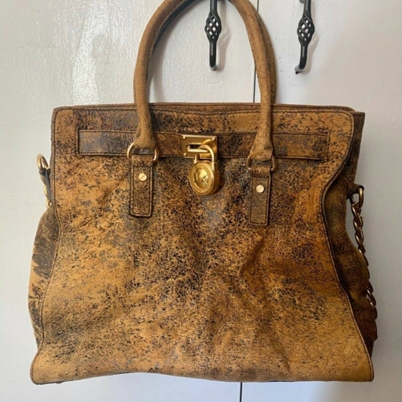 Michael Kors Handbags - Michael Kors Suade Hamilton Tote Mocha